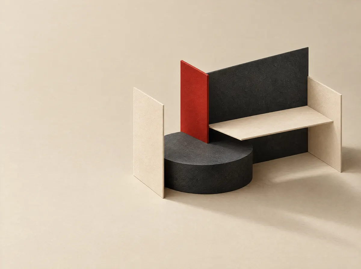 Различающиеся геометрические элементы складываются в общий законченный фрагмент